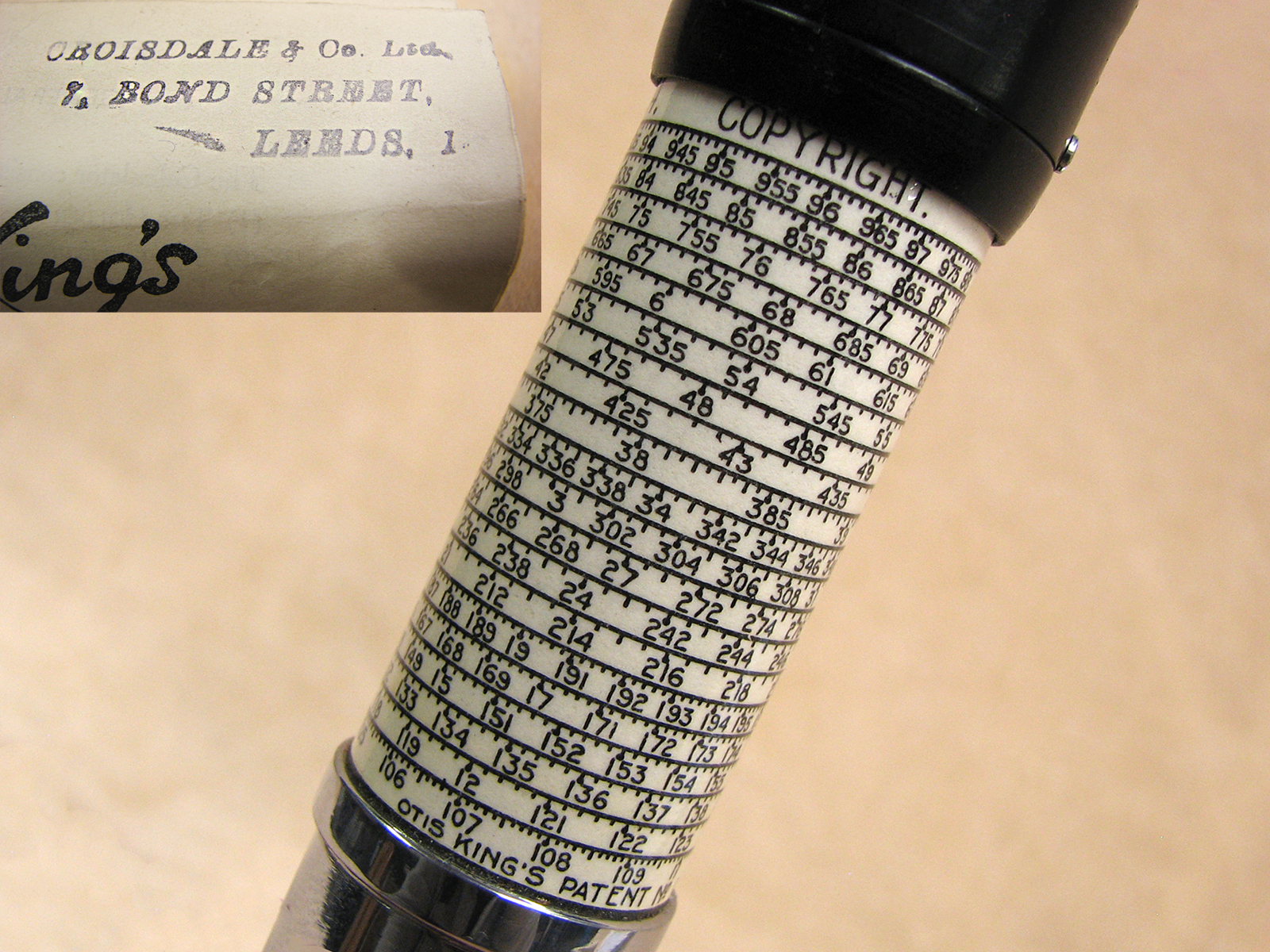 Late 1940's Otis King model K type B cylindrical slide rule calculator